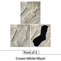 3-pair pack of ribbed silk ballet socks in cream, white, and black colors - 3 Pairs Pack / Cream + White + Black