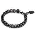 Vintage oxidized silver titanium square link chain bracelet for men with lobster clasp - Style C Textured Spiral Chain (KB138829-KFC)