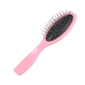 Oval pink hairbrush with stainless steel pins and air cushion for hair care - Pink