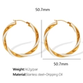 Twisted hoop earrings in gold and white finish made of stainless steel dripping oil - Large White Gold Twisted Hoop Earrings