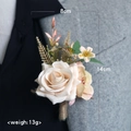 Handmade cream rose boutonniere with rustic twine handle for wedding suit lapel - Corsage