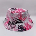 Dettaglio della stampa con foglie tropicali monstera su cappello pescatore estivo - M (56-58cm) / Rosa Nero Bianco Stampa Foglia Tropicale (15#)