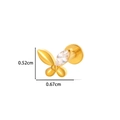 Clou d'oreille papillon en titane doré avec zircon marquise, 0.52cm sur 0.67cm - 2# Style Papillon Doré