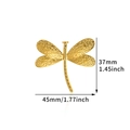 Macro detail of golden dragonfly ring with relief wing textures and measurement lines - Dragonfly
