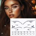 Autocollants yeux en strass argentés pour maquillage avec eyeliner diamant et étoiles - Blanc