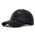 Gorra de béisbol clásica en cuero sintético de serpiente negro con acabado brillante y visera - Negro