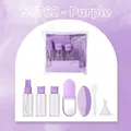 7-piece purple travel bottle set with spray bottles, mirror, and comb in a zip pouch - SY763-Purple (50ml Empty Bottle + Mirror & Comb Set)