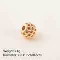 Gold-plated round spacer bead encrusted with bright orange cubic zirconia stones - 8MM Light Garnet Zirconia Gold Plated