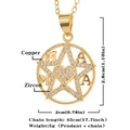 Gold plated MAMA necklace with zircon star pendant 2.8x2cm on a 45cm long chain - Gold-D391