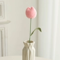 Handcrafted pink crochet tulip with green stem made of soft yarn for gifts - Plump Tulip (Single) / Pink