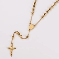 Dettaglio collana rosario oro con medaglia Maria e ciondolo a croce in cristalli pavé - Stile 3 (Design in Rilievo Vintage) / Oro
