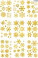 Golden glitter snowflake and star static wall stickers for Christmas window decoration - 20x30cm x 9 Sheets / Gold
