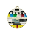 Vintage style round alloy television color test pattern charm with gold metal edge - Color Bar Test Pattern