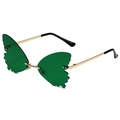 St. Patrick's Day green butterfly clover sunglasses with gold metal bridge and dark lenses - Butterfly
