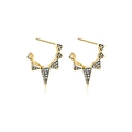 Golden 925 sterling silver geometric triangle hoop earrings with white zircon crystals - 18K Gold (Black & White)
