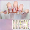 Details von Farbverlauf-Schmetterling-Nagelaufklebern CS-412 mit Silberglitzer und 14er Set - CS412