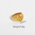 Detail of 18K gold stainless steel heart ring with cupid relief, 13.5mm size and 5.8g weight - US 6 / Gold Angel Relief Heart Style (JDR201352)