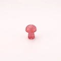 Pink quartz mushroom crystal gemstone carving with natural stone texture on pink background - Watermelon red / 15*20mm