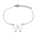 Bracciale a catena in acciaio inossidabile argento con ciondolo a lettera W - Stile Lettera W (KB116100-K)