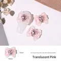 Dettaglio di fiocco per nail art in resina rosa con cristallo a cuore, 13mm x 14mm - Rosa trasparente