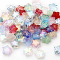 Pentagram star glass beads in vibrant colors with gold foil and AB coating finish - 10 Pieces/Pack (8mm) / Electroplated Random Mixed Colors