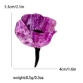 Purple acrylic flower hair claw clip with gold glitter accents and size dimensions - Purple