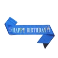 Glittery blue Happy Birthday sash with holographic silver text for party celebrations - Set / Dark Blue Sash