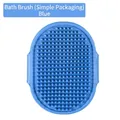 Blue silicone pet massage bath brush with soft bristles and non-slip side grip - Simple Packaging / Blue