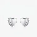Boucles d'oreilles cœur en argent sterling S925 avec zircons cubiques scintillants - Stud boucles d'oreilles / Argent 925