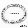 Polished silver stainless steel Cuban link bracelet, 8mm width with large lobster clasp - Type C 8mm = Kb165939-zz