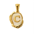 Gold plated stainless steel pendant with white shell inlay featuring 3D letter C design - Letter C (SP035G-C（Single Pendant）)