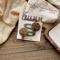 Handmade felt tree hair clips set with a canvas white bread embroidery drawstring bag - Small Tree Shape Hair Clip