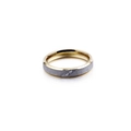 Brushed silver and gold stainless steel ring with dual inset crystal stones - US 6 / Gold (KR46935-K)