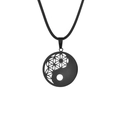 Collar con colgante Yin Yang Tai Chi de acero inoxidable con cordón trenzado negro - Negro