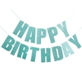 Glitter light blue Happy Birthday banner with sparkling sequins for party decor - Sky Blue Glitter Birthday