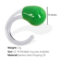 Green dripping oil stainless steel ring in minimalist design shown with US size 7 dimensions - US 7 / JZ46-Green Enamel Silver