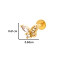 Golden butterfly labret stud earring with marquise cubic zirconia and flat back - 11# Zirconia Butterfly Style - Gold