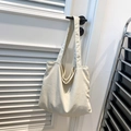 Minimalist ivory corduroy tote bag with wide shoulder strap in a casual lifestyle setting - Large Capacity / Off White