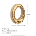 Macro detail of 18K gold plated stainless steel oval clasp with size dimensions - 15.0mm x 9.5mm / 18K Gold / Style 4 (C9176)
