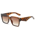 Retro square oversized sunglasses featuring tortoise shell frames and brown lenses - Leopard Frame / Tea Lens