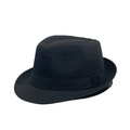 Detailed macro view of classic black fedora hat texture and matching decorative band - M (56-58cm) / Black