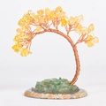 Handmade yellow citrine crystal tree with copper wire on a green aventurine base - Citrine