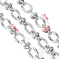 Silver stainless steel oval embossed chain link with 6.5mm size specifications - No.01 / 6.5mm Width / Steel