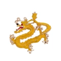 Broche de dragón vintage chapado en oro con esmalte amarillo y detalles en rojo - Estilo Amarillo Brillante (AL1200-C)