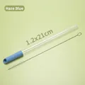 Haze blue 1.2x21cm Tritan reusable straw set with silicone cover and cleaning brush - 1.2x21cm / Haze Blue