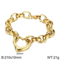 Bracciale in oro lucido con ciondolo a cuore vuoto e catena a maglie grosse da 23 mm - Bracciale da 21cm / Oro
