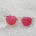 Children pink fashion sunglasses with transparent frame and rose red lenses for kids - Rose Red Lens Transparent Square