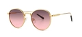 Retro round metal sunglasses featuring a golden frame and gradient pink-purple lenses - Gold Frame Gradient Pink Lens