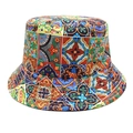 Close-up of Sicilian tile print bucket hat with vibrant sun flower patterns and colors - M (56-58cm) / High Saturation Sicilian Tile Print (3#)