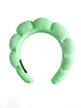 Thick light green cloud sponge headband with soft towel texture for facial washing - Grass Green
